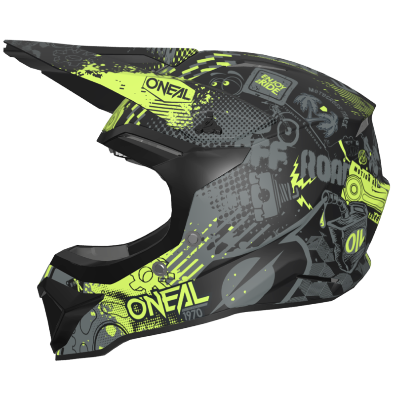 0634-433 Casco 1SRS Youth VIBRANT nero/giallo neon M (48 cm)