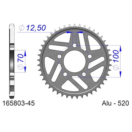 165803:45 CORONA AFAM R AL P520-D45 Bmw S RR HP4 2012+ AFAM