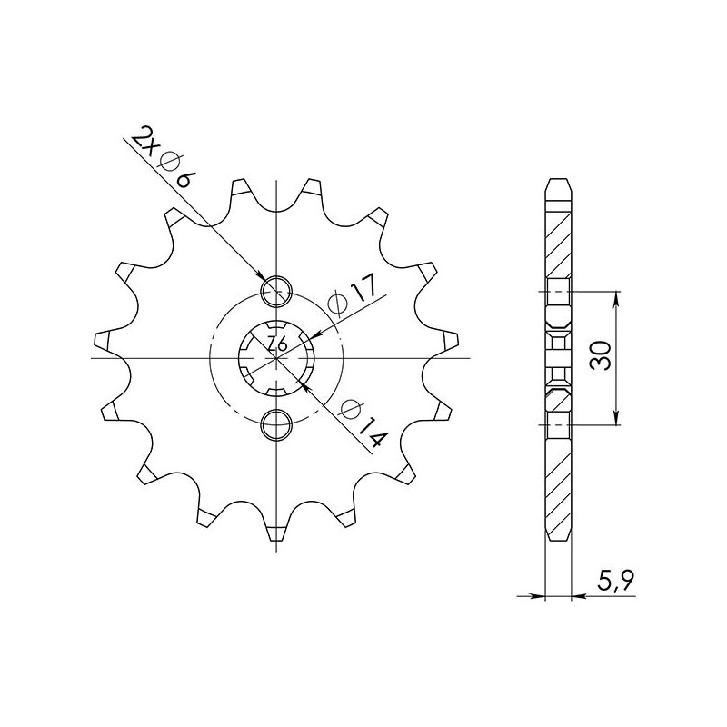 544910111 PIGNONE S+2 AC P420-D11 Derbi Senda SM DRD Racing LTD E2 2006+ SGR - SPROCKETS