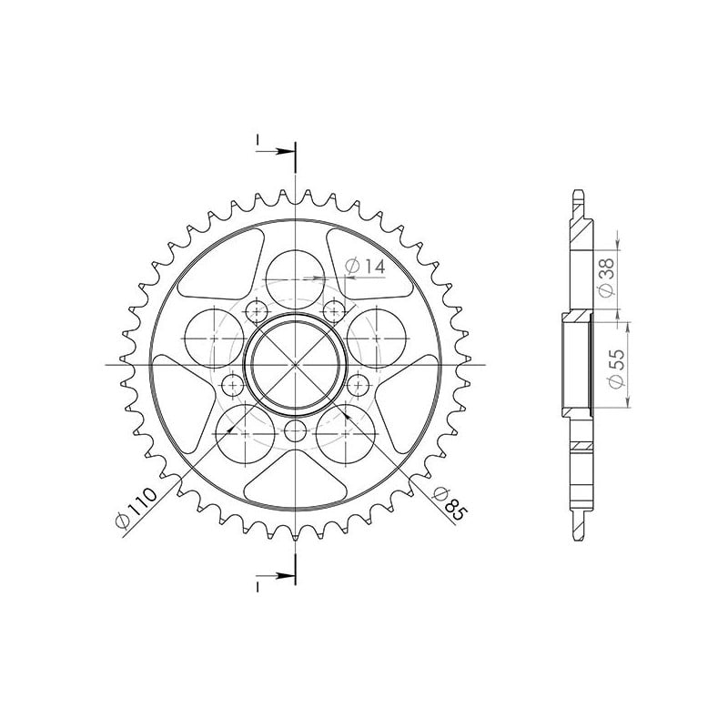 545061039 CORONA S AC P525-D39 Ducati Monster ABS 2011+ SGR - SPROCKETS