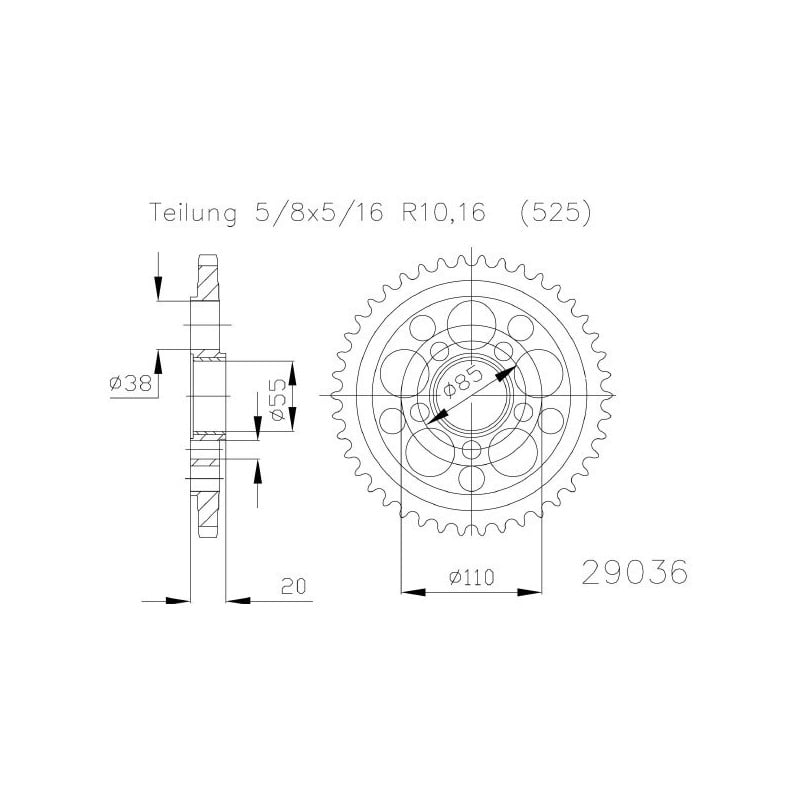 545061042 CORONA S AC P525-D42 Ducati Streetfighter 2012+ SGR - SPROCKETS