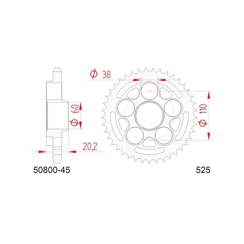 50800:45 CORONA AFAM S+2 AC P525-D41 Ducati Hypermotard 939 2016+ AFAM