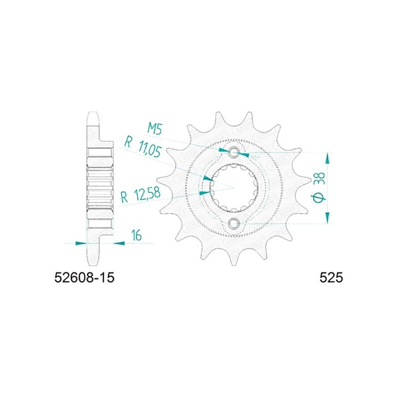 52608-15 PIGNONE AFAM S AC P525-D15 Ducati Monster S4R 2003+ AFAM