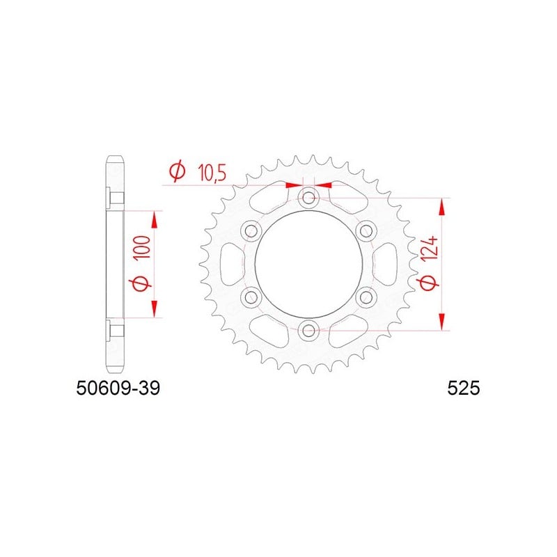 50609:39 CORONA AFAM S AC P525-D39 Ducati Monster S 2005+ AFAM