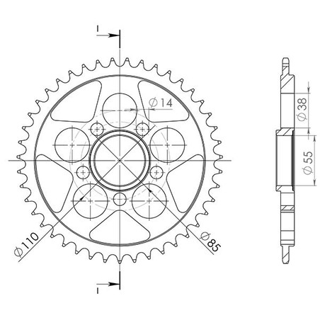 545061039 CORONA S AC P525-D39 Ducati Monster ABS 2010+ SGR - SPROCKETS