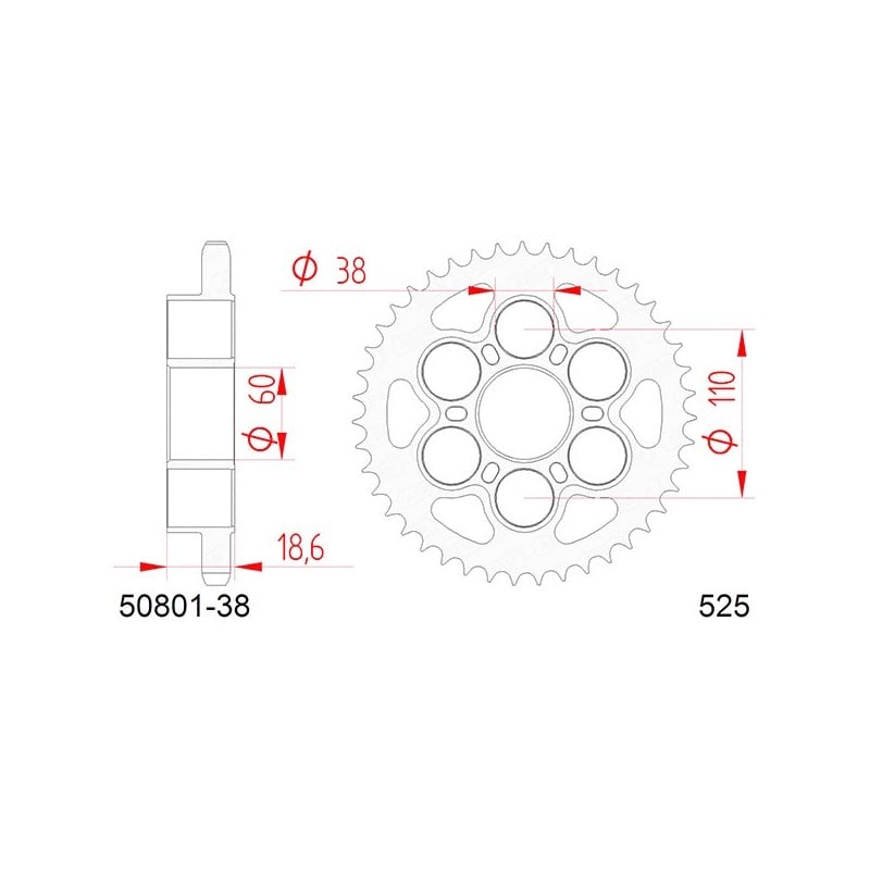 50801:38 CORONA AFAM S AC P525-D38 Ducati 1198 2009+ AFAM
