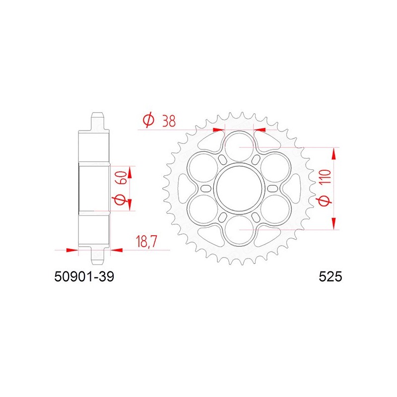 50901:39 CORONA AFAM S AC P525-D39 Ducati Panigale 90 Anniversario 2017+ AFAM