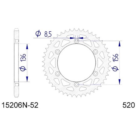 15206N:52 CORONA AFAM S AL P520-D52 Gas Gas EC 2T 1999+ AFAM