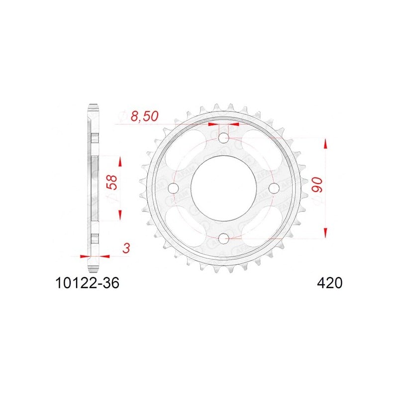 10122:36 CORONA AFAM IN ACCIAIO P420 - Z35 (DIS.10122) Honda C Super CUB 2019+ AFAM
