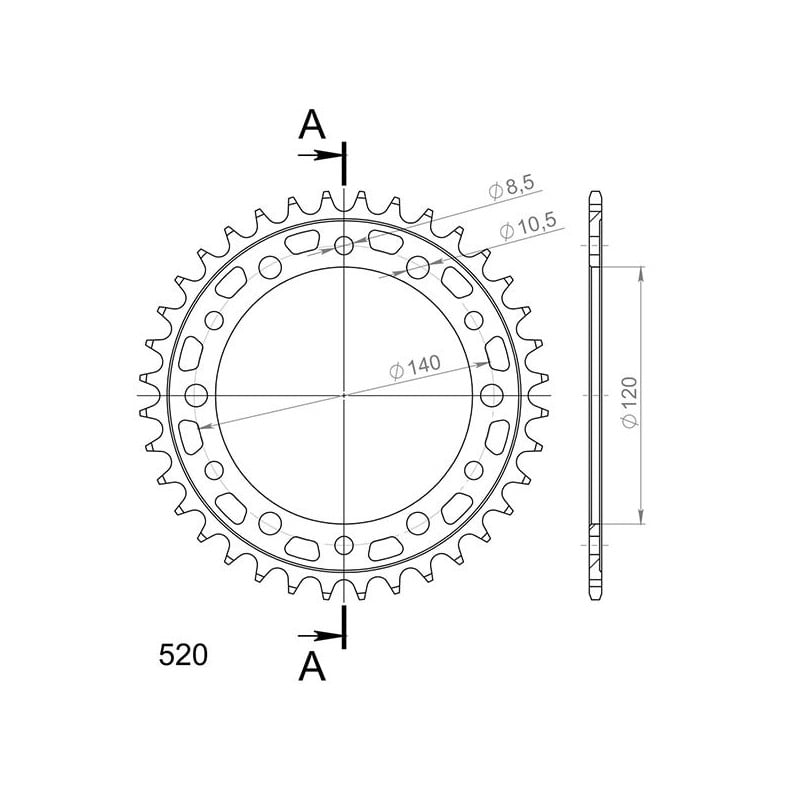 541033736 CORONA S AC P520-D36 Honda CBR R ABS 2014+ SGR - SPROCKETS