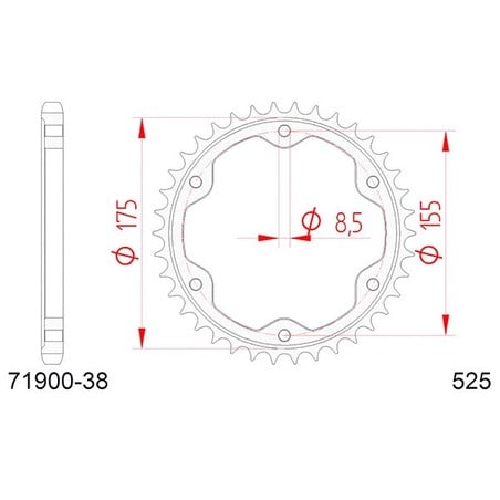 71900:38 CORONA AFAM S AC P525-D38 Ktm Super Duke GT 2016+ AFAM
