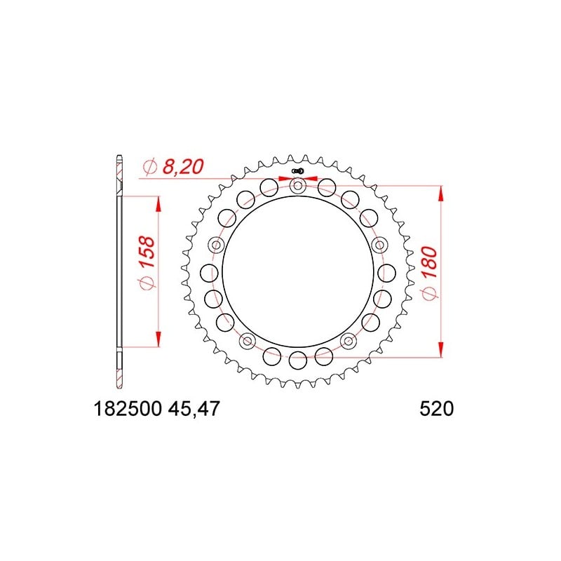 182500-45 CORONA AFAM IN ACCIAIO P520 - Z45 (DIS.1082500) Voge E5 2020+ AFAM