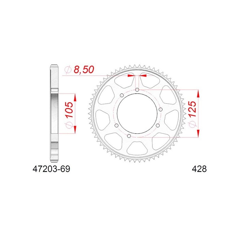 47200:69 CORONA IN ACCIAIO P428 - Z69 (DIS.92130) Aprilia E5 2018+ AFAM