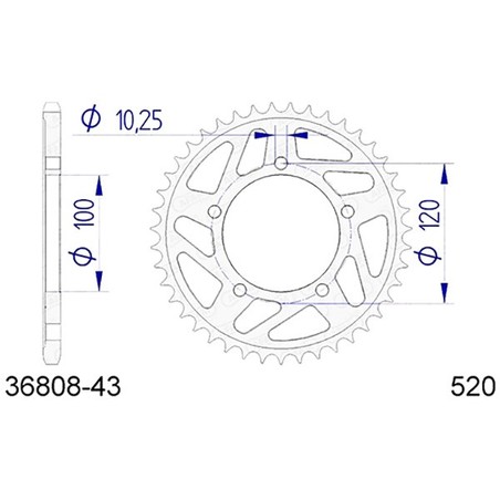 36808:43 CORONA AFAM R+2 AL P520-D43 Aprilia RSV4 RF 2015+ AFAM
