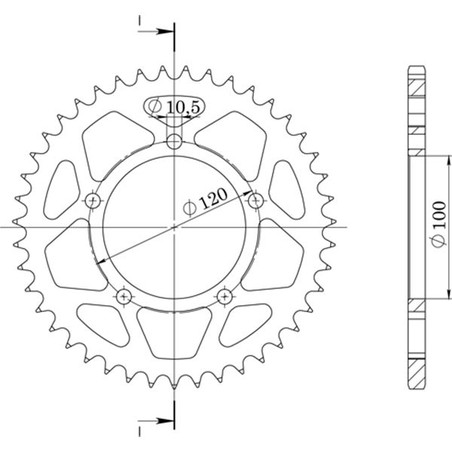 543680040 CORONA S AL P525-D40 Aprilia Dorsoduro ABS 2010+ SGR - SPROCKETS