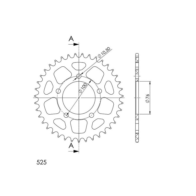 549367136 CORONA S AL P525-D36 Benelli TNT CAF Racer 2005+ SGR - SPROCKETS