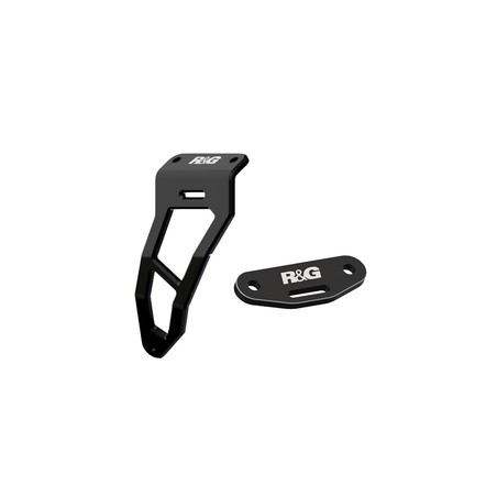 EH0129BKA R&G Staffa supporto scarico + piastrina copri foro pedana per CF Moto 450MT '24- / IBEX 45