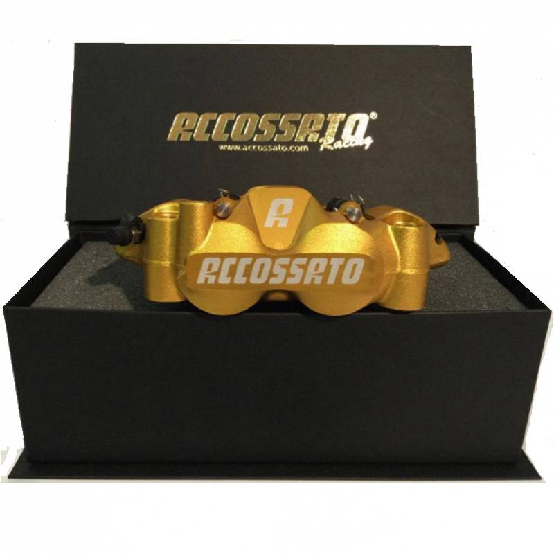 Coppia di pinze radiali Accossato Interasse 108 Pistoni in Alluminio GIALLO FLUO RACING Pastiglie ZXC incluse