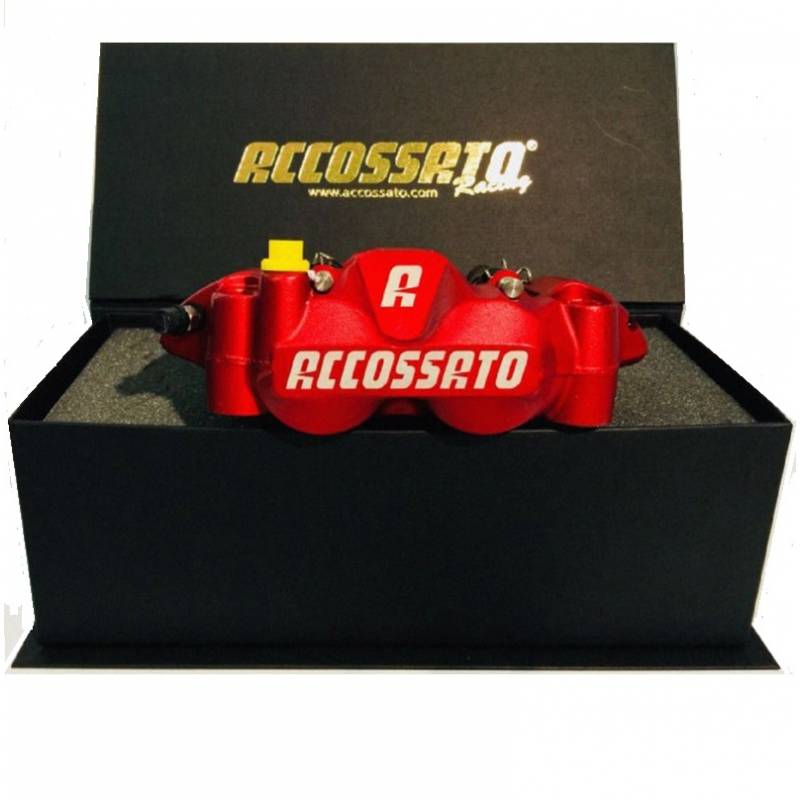 Coppia di pinze radiali Accossato Interasse 108 Pistoni in Alluminio ROSSO RACING Pastiglie ZXC incluse
