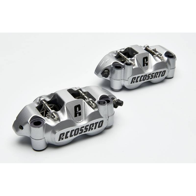 Coppia di pinze radiali Accossato Interasse 108 Pistoni in Alluminio SILVER RACING Pastiglie ZXC incluse