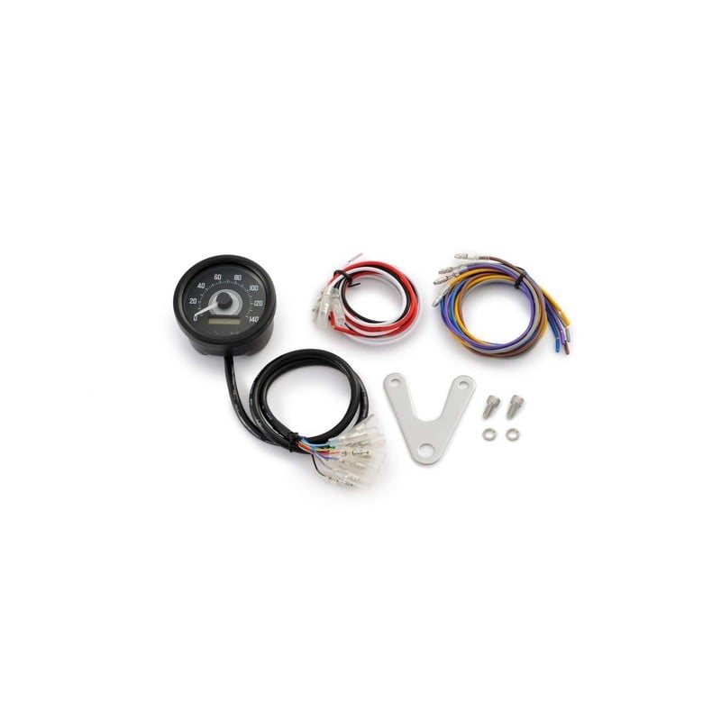 88641 DAYTONA Tachimetro analogico elettronico VELONA diam.60 140KMH, con spie e staffa, E-MARKED