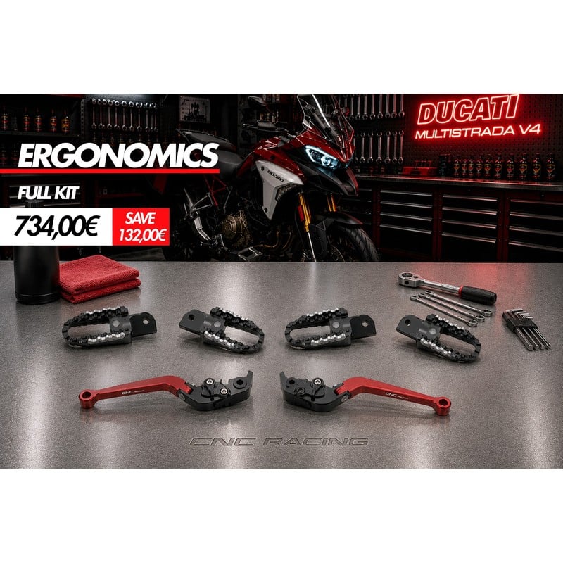 Kit Ergonomia Comfort & Controllo Ducati Multistrada V4 Pikes Peak 2022+ CNC Racing