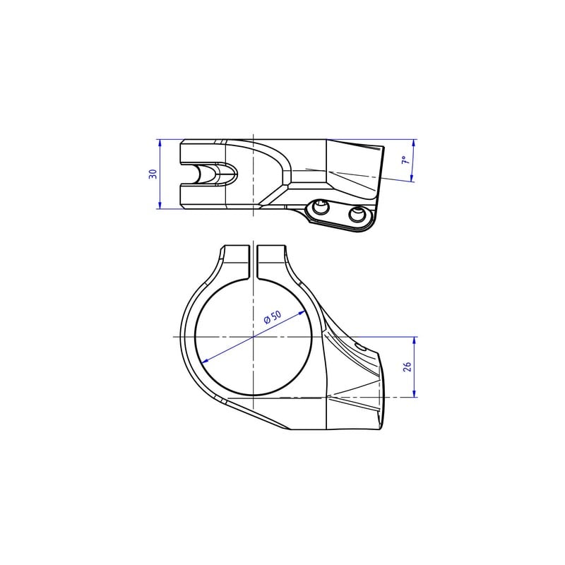 SM550_02 Clip on handlebar clamps Ø 50 mm offset 26 mm angle 7° Ducati Superbike Panigale V2 My2025