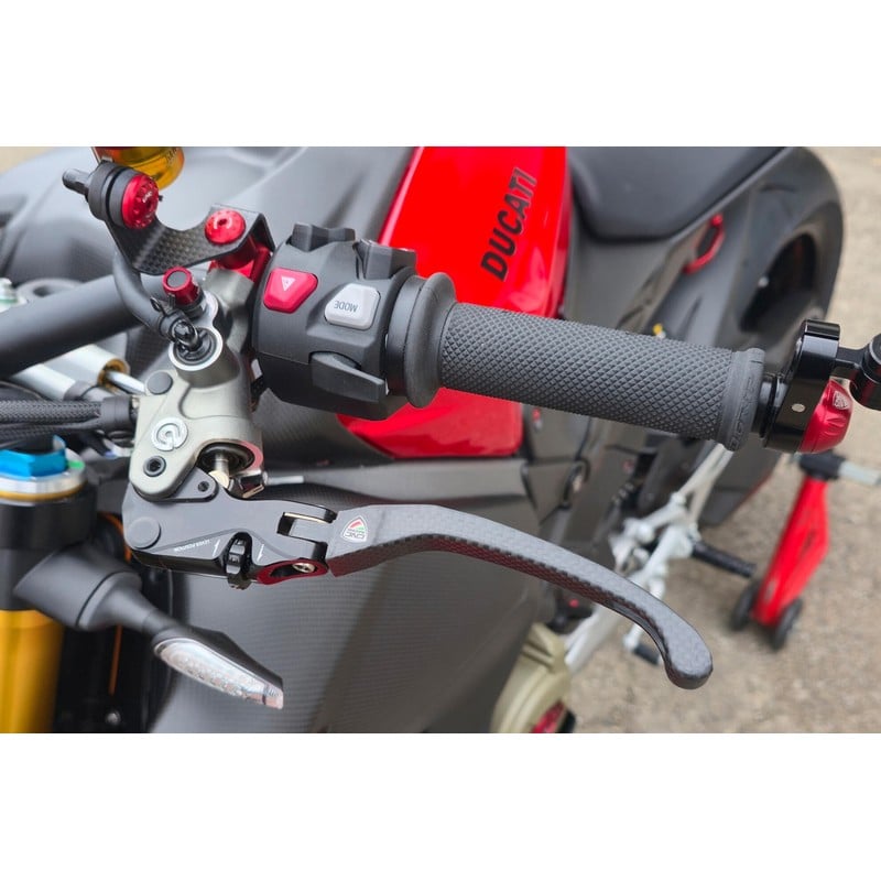 LCV12_Y_APRILIA Clutch Lever Race EVO Folding Matt Carbon for Brembo semi radial master cylinders Ap