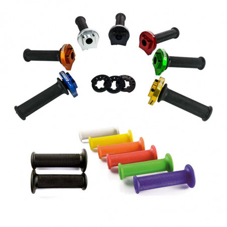 Comando Gas MY002 In ergal Argento Con Cavi e Manopole GR001 Nero per YAMAHA YZFR1 2007 - 2008