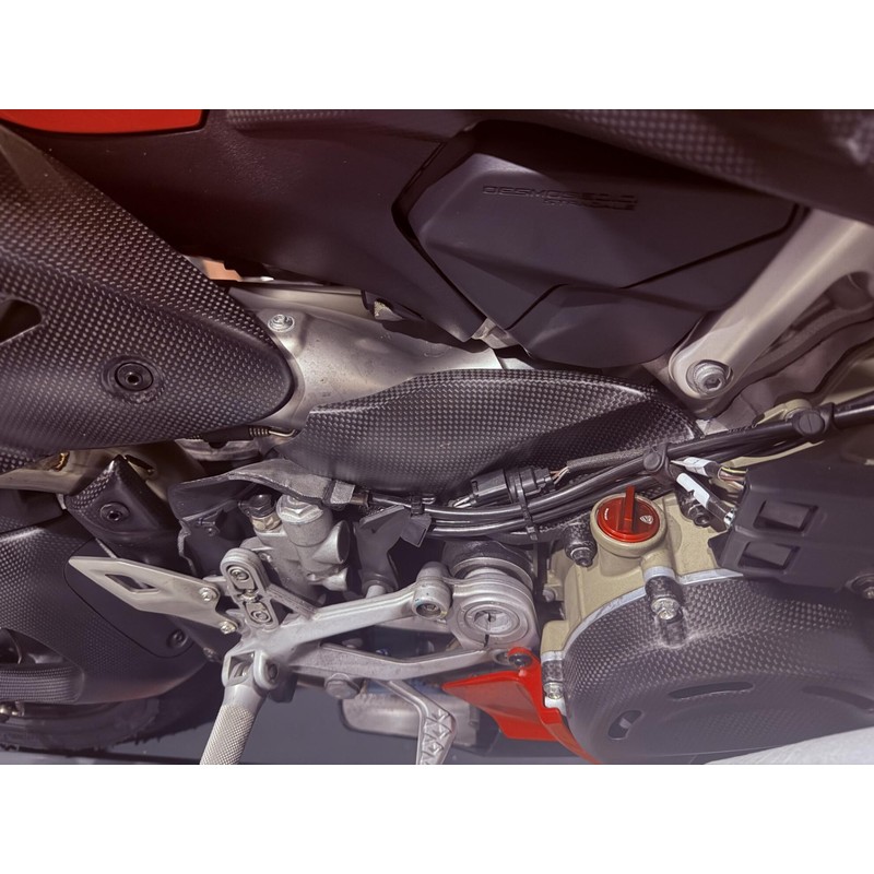 Paracalore Pedana Lato Freno in Carbonio per Scarico Racing Akrapovič Ducati Superbike Panigale V4 S 2025+ CNC Racing