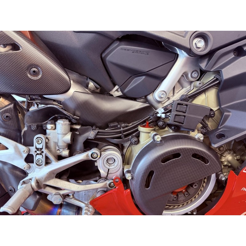 Paracalore Pedana Lato Freno in Carbonio per Scarico Racing Akrapovič Ducati Superbike Panigale V4 S 2025+ CNC Racing