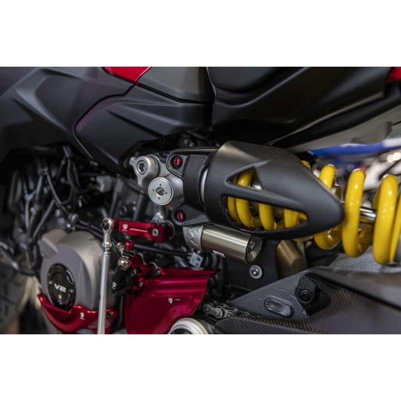 ZA394 Rear shock absorber guard in carbon for Ducati Multistrada V2 My2025 2025+ CNC Racing