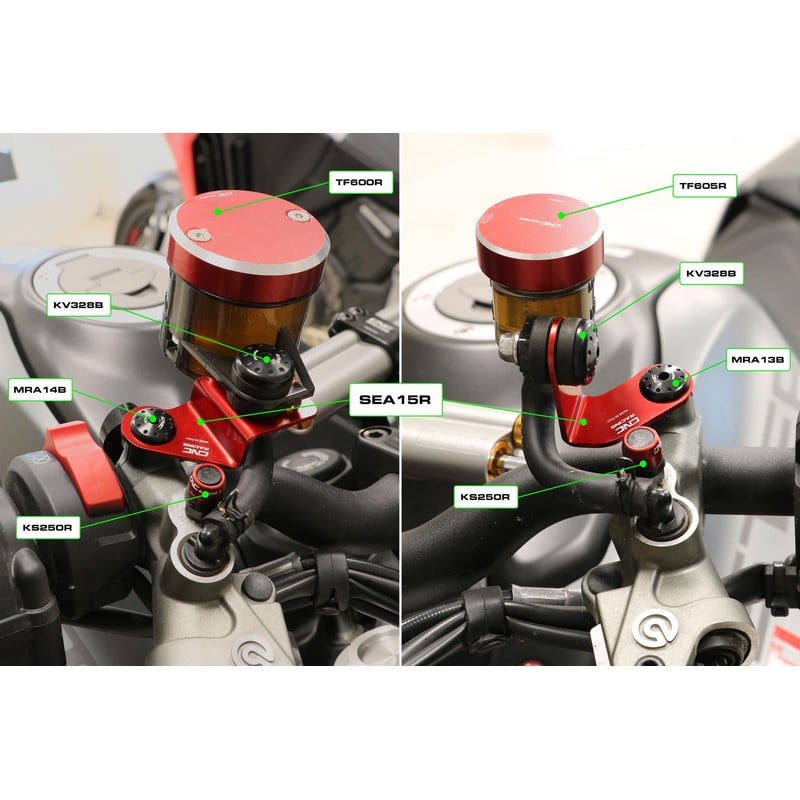 Kit staffe serbatoio fluido freno e frizione Streetfighter V4 e V2 Ducati Monster 1200 R 2016+ CNC Racing