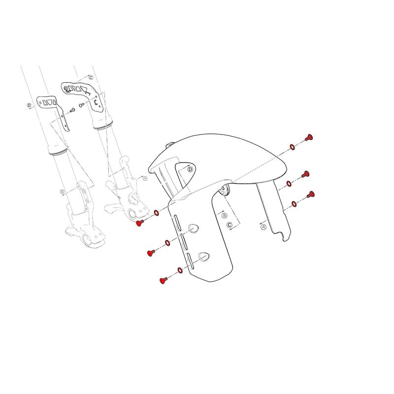 KV471_02 Kit viti parafango anteriore Ducati Desertx 937 2022+ CNC Racing