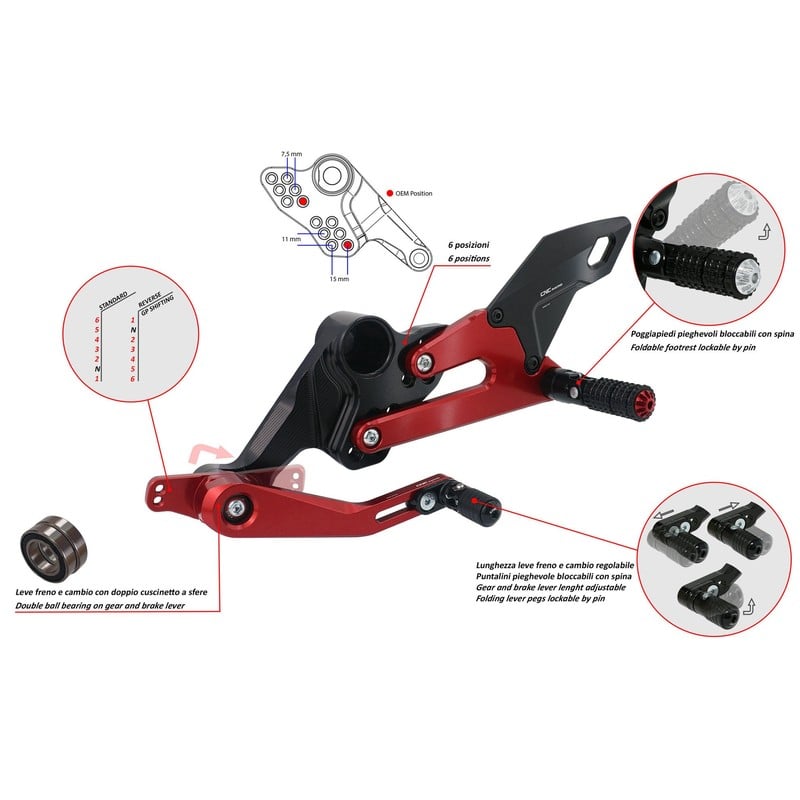 PE507 Adjustable rear sets Tuono Aprilia RS 660 2021+ CNC Racing