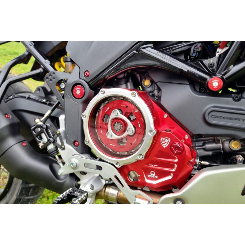CA504_PR Clear cover oil bath clutch Pramac Racing Limited Edition Ducati Desertx 937 2022+ CNC Raci