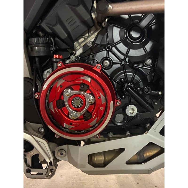 CA210_BIC_03 Clear oil bath clutch cover Multistrada and Bicolor Ducati Diavel V4 2023+ CNC Racing