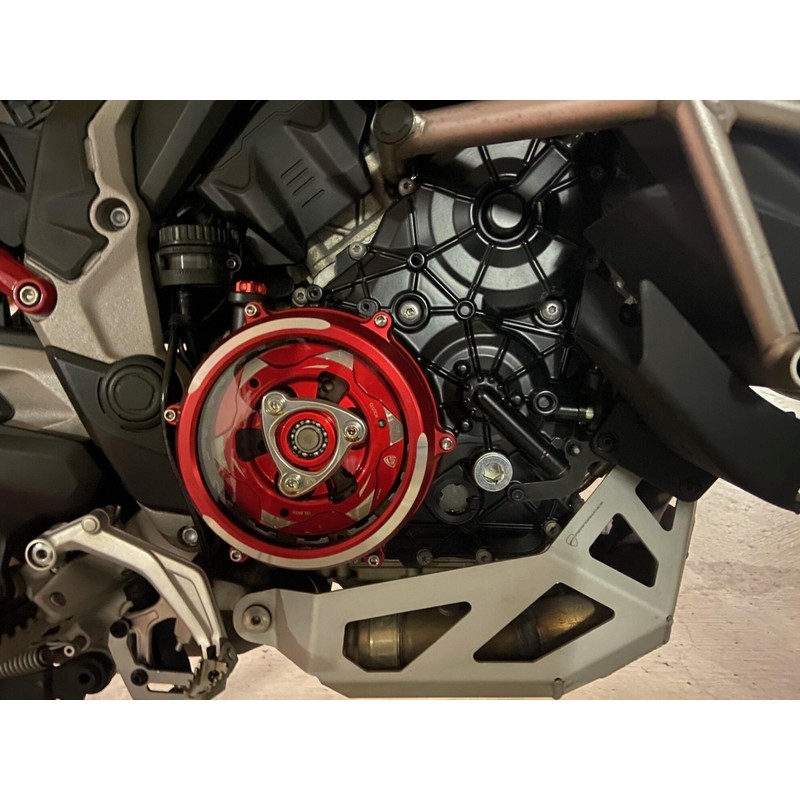 CA210_BIC_03 Clear oil bath clutch cover Multistrada and Bicolor Ducati Diavel V4 2023+ CNC Racing