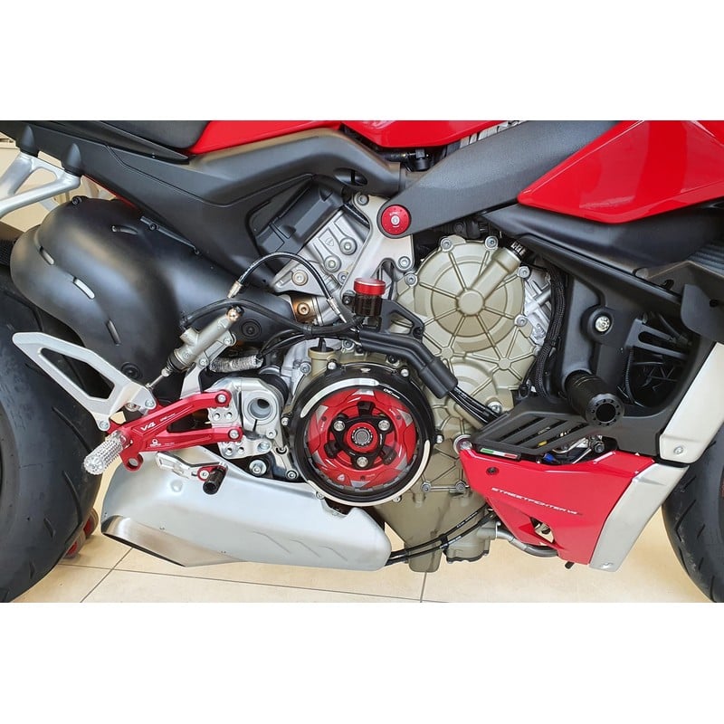 CA210_BIC_02 Clear oil bath clutch cover Bicolor Ducati Streetfighter V4 S 2020+ CNC Racing