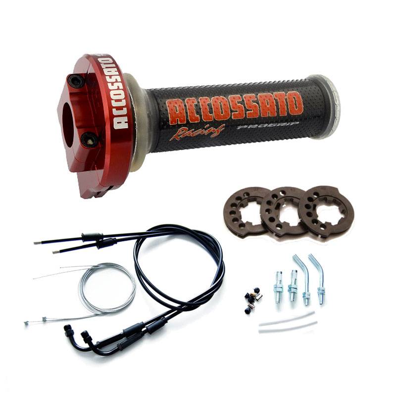 MY004 Contrôle des gaz en rouge avec câbles et poignées GR002 noir pour APRILIA RSV4 APCR 2012-2013