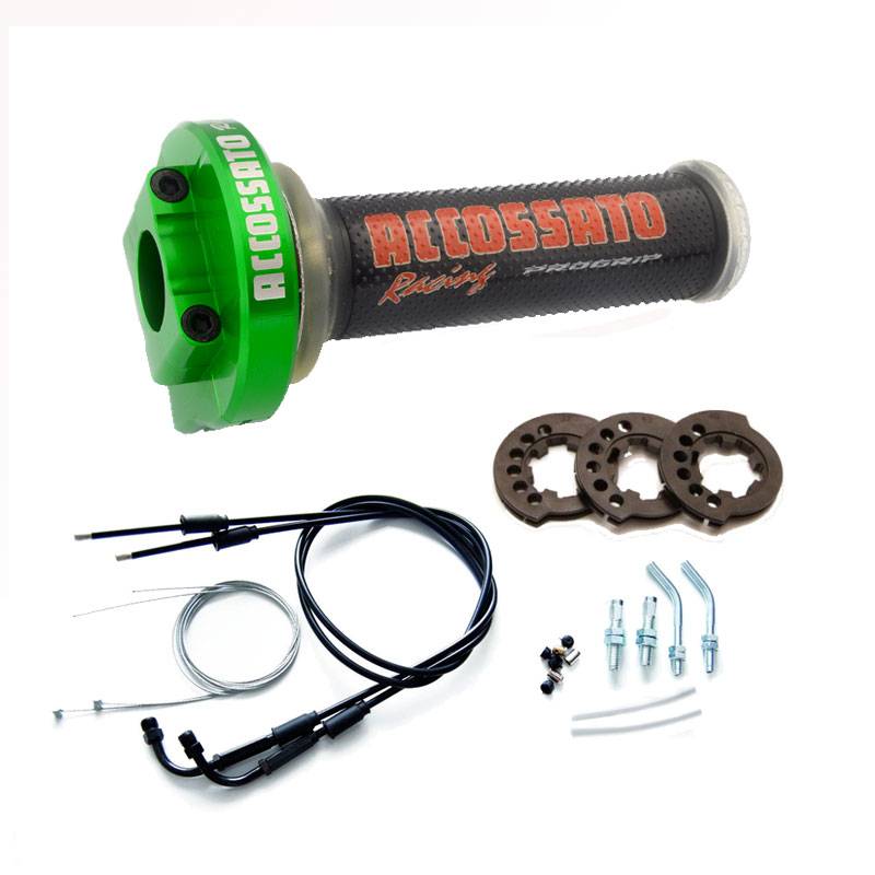 Comando Gas MY004 In ergal Verde Con Cavi e Manopole GR002 Nero per DUCATI MULTISTRADA 1000 1100 2003-2009