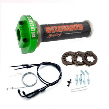 Comando Gas MY004 In ergal Verde Con Cavi e Manopole GR002 Nero per HONDA CBR 1000 2004 - 2010