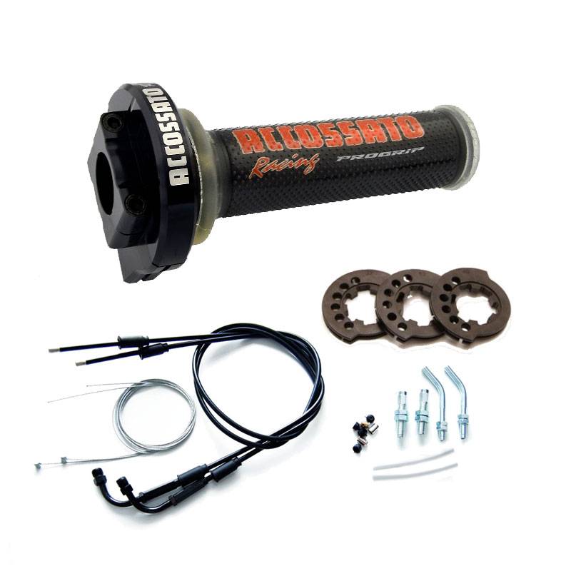 Comando Gas MY004 In ergal Nero Con Cavi e Manopole GR002 Nero per TRIUMPH THRUXTON 2010