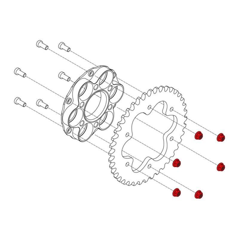 DA388_TI_DUCATI Nuts ring gear M8x1.25 Titanium Ducati CNC Racing DA388_TI