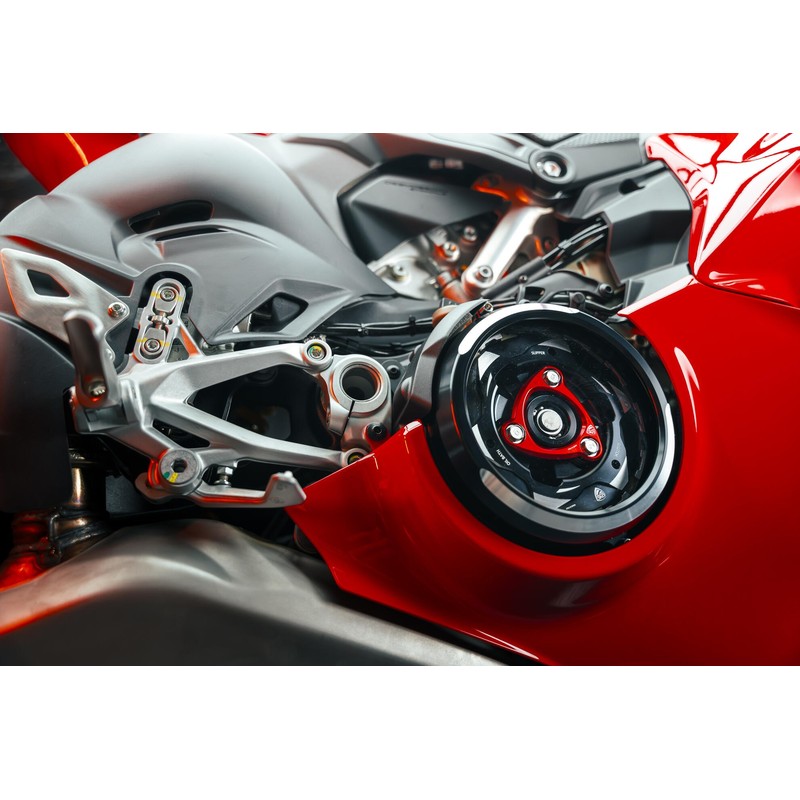 CA210_BIC_01 Clear oil bath clutch cover BICOLOR Ducati Superbike Panigale V4 S 2018+ CNC Racing