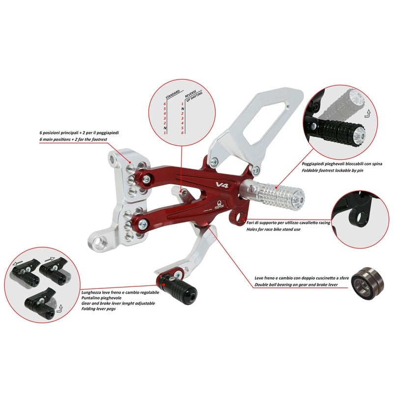 PE406_PR Adjustable rear sets series for S and Speciale Pramac Racing limited Edition Ducati Superbi