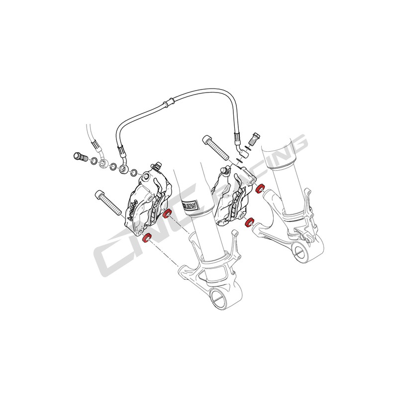 Kit distanziali pinze freno anteriore Aprilia CNC Racing IFD01