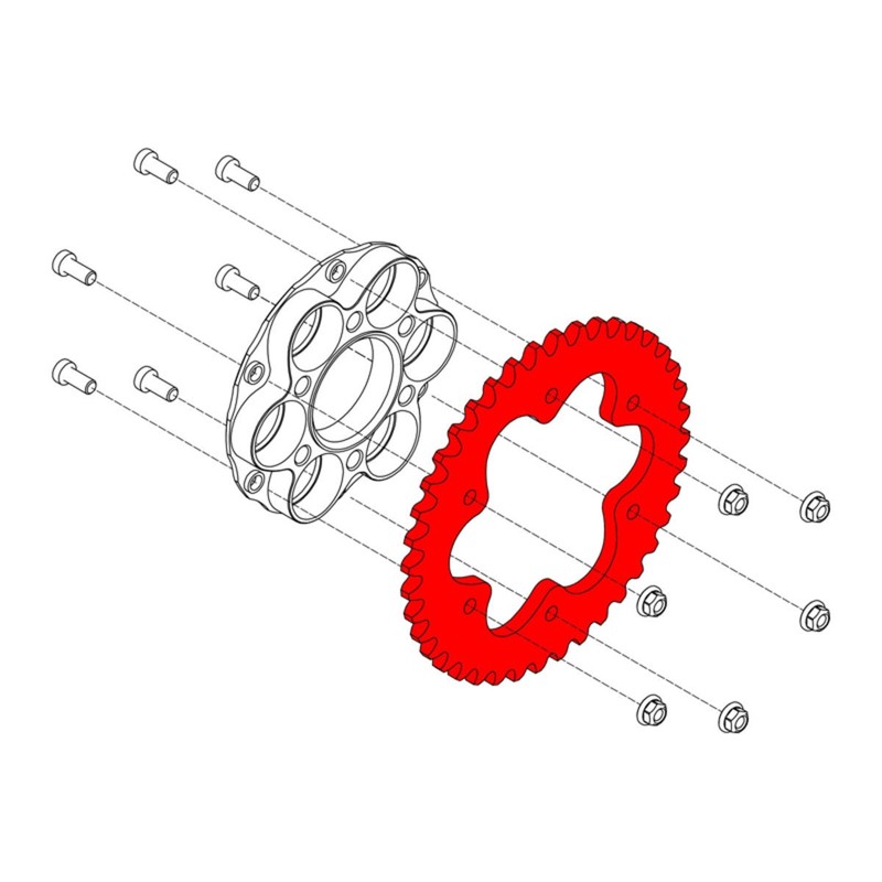 Corona componibile in ergal Z40 P525 6 fori per Ducati CNC Racing CN514
