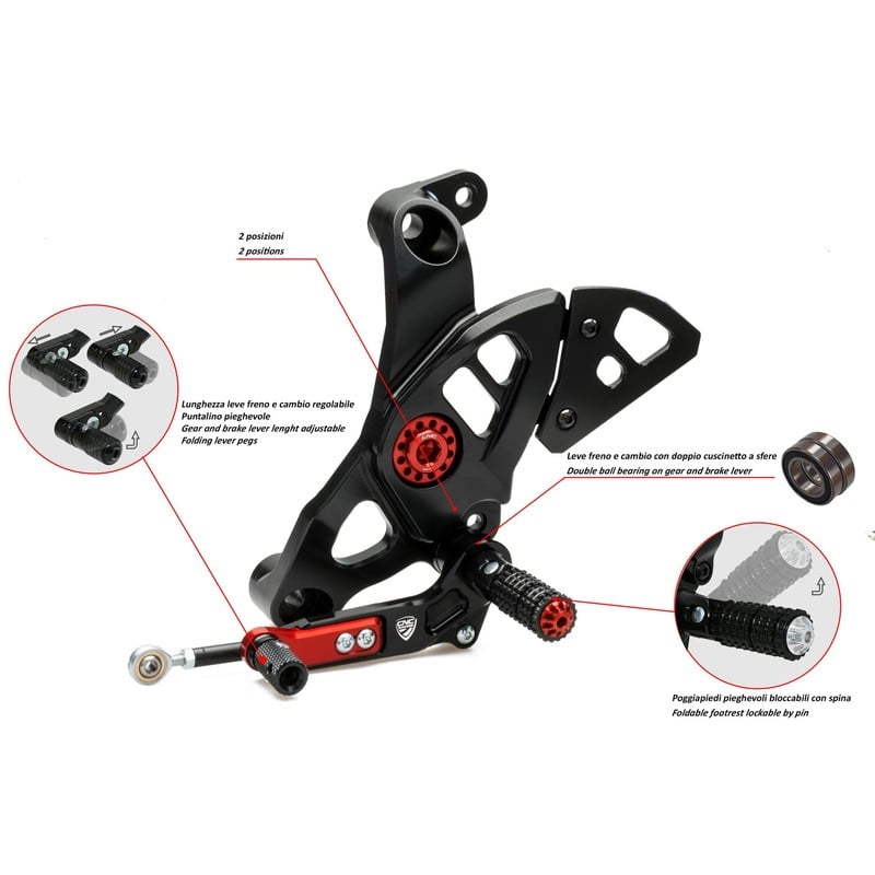 Pedane regolabili Ducati Monster 1200 R 2016+ CNC Racing