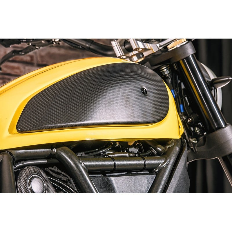Fianchetti laterali serbatoio carbonio opaco Ducati Scrambler 800 Cafe Racer 2017+ CNC Racing